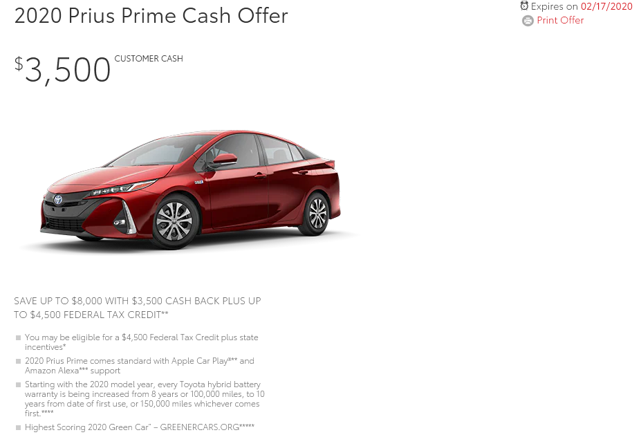 Tax Rebate On Toyota Prius Prime